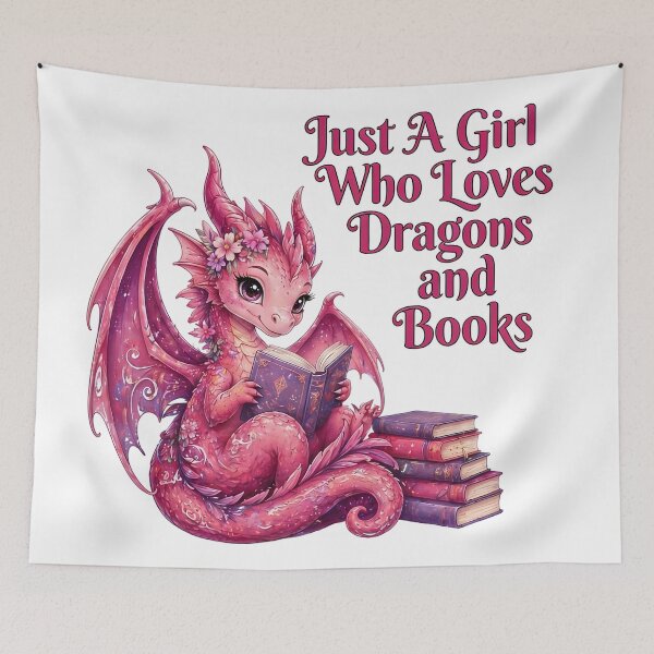 Item preview, Just A Girl Who Loves Dragons and Books | Cute Fantasy Book Dragon designed and sold by Dot1001.