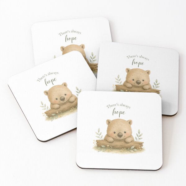 Item preview, Cute Wombat with There's Always Hope quote designed and sold by Birdsong Blessings.
