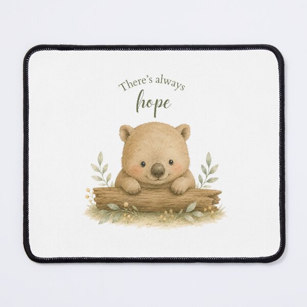 Item preview, Cute Wombat with There's Always Hope quote designed and sold by Birdsong Blessings.