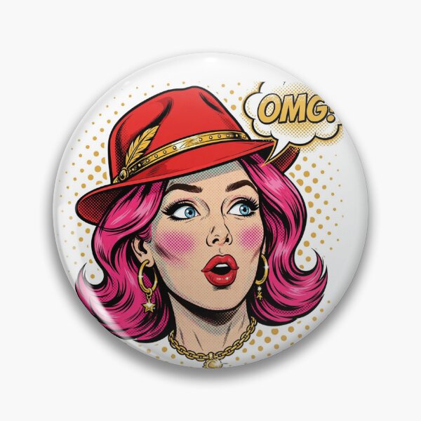 Item preview, OMG Girl Red Hat - Vintage Pop Art Pink Hair Comic designed and sold by MAISON SYLVIE.