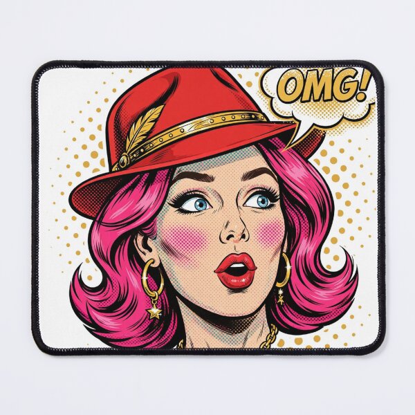Item preview, OMG Girl Red Hat - Vintage Pop Art Pink Hair Comic designed and sold by MAISON SYLVIE.