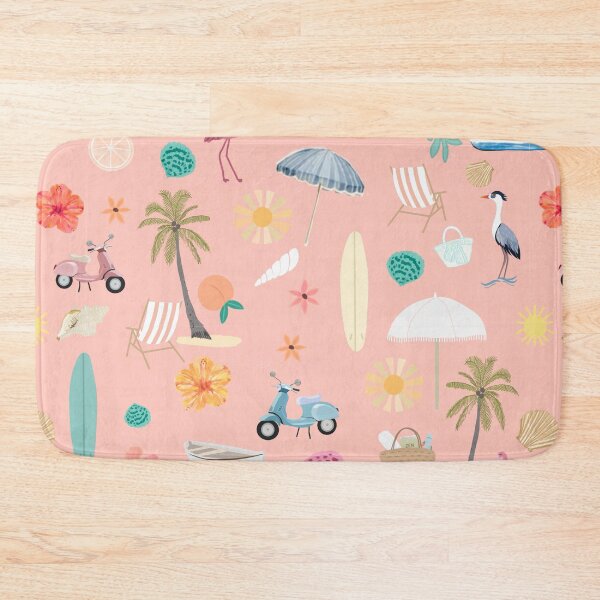 Item preview, Fun beach pattern pastel salmon background designed and sold by SweetCoolVibes.