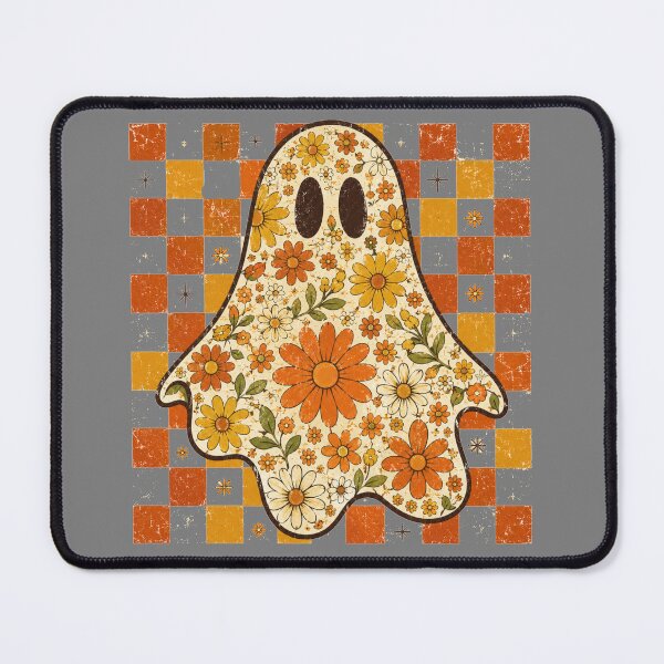 Item preview, Floral Ghost Silhouette Groovy Daisy Checkered Retro Halloween Art designed and sold by Yellowriversss.