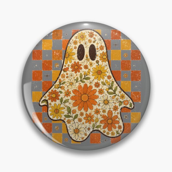 Item preview, Floral Ghost Silhouette Groovy Daisy Checkered Retro Halloween Art designed and sold by Yellowriversss.