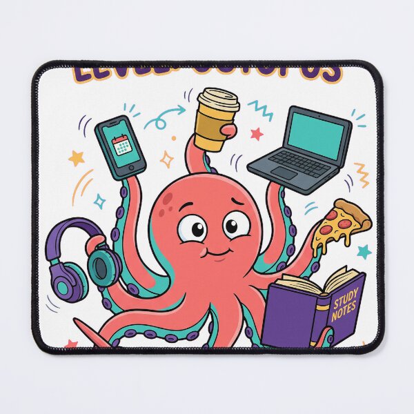 Item preview, Multitasking Octopus Funny Cartoon T-Shirt Design designed and sold by KIDEnia.