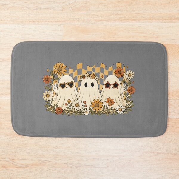 Item preview, Three Groovy Ghost Friends Retro Floral Checkerboard Halloween Squad designed and sold by Yellowriversss.