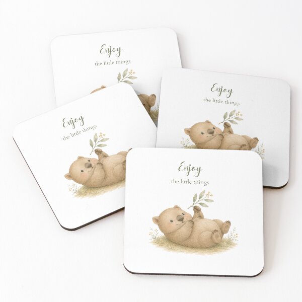 Item preview, Cute Wombat with Enjoy the Little Things Quote designed and sold by Birdsong Blessings.