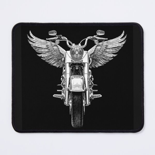 Item preview, Winged Motorcycle Monochrome Biker Freedom Art designed and sold by inkoutninja.