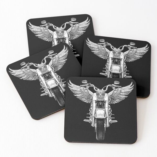 Item preview, Winged Motorcycle Monochrome Biker Freedom Art designed and sold by inkoutninja.
