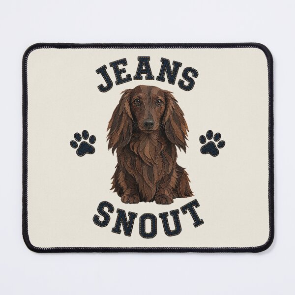 Item preview, Brown Longhaired Dachshund Denim Patch Art designed and sold by JeanSnout.