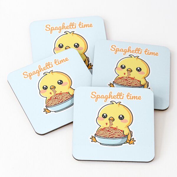 Item preview, Cute Kawaii Chick Eating Spaghetti - "Spaghetti Time! designed and sold by jo-e-basta.