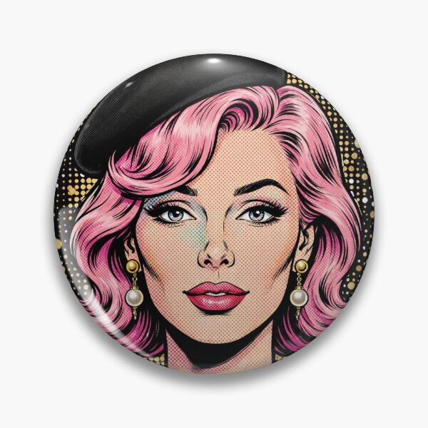 Item preview, Pink Hair Beret Girl - Luxury Gold Pearl Pop Art Portrait designed and sold by MAISON SYLVIE.