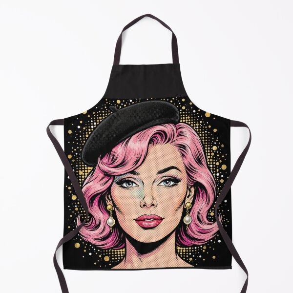 Item preview, Pink Hair Beret Girl - Luxury Gold Pearl Pop Art Portrait designed and sold by MAISON SYLVIE.