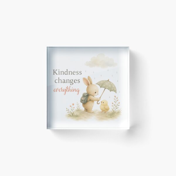 Item preview, Cute Bunny and Chick with Kindness Changes Everything quote designed and sold by Birdsong Blessings.