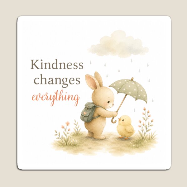 Item preview, Cute Bunny and Chick with Kindness Changes Everything quote designed and sold by Birdsong Blessings.