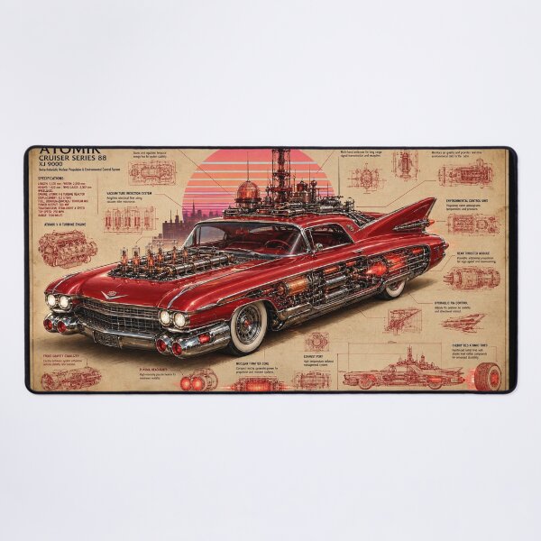 Item preview, Atomic Cruiser Series 88 Blueprint | Retro Futuristic Cadillac | Atompunk Engineering Poster | Vintage Sci-Fi Car Wall Art designed and sold by A-T-H.