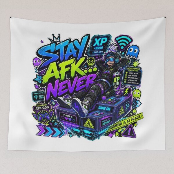 Item preview, STAY AFK... NEVER | Cyber Gamer Sticker | Neon Gaming Graffiti Streetwear Design designed and sold by Stylestickers55.