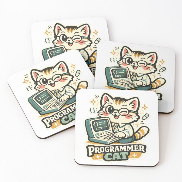 Item preview, Programmer Cat Watercolor Cottagecore – Cozy Developer Coding Cat Art Print designed and sold by SaNaCreation13.