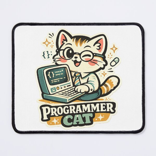 Item preview, Programmer Cat Watercolor Cottagecore – Cozy Developer Coding Cat Art Print designed and sold by SanaCreation13.