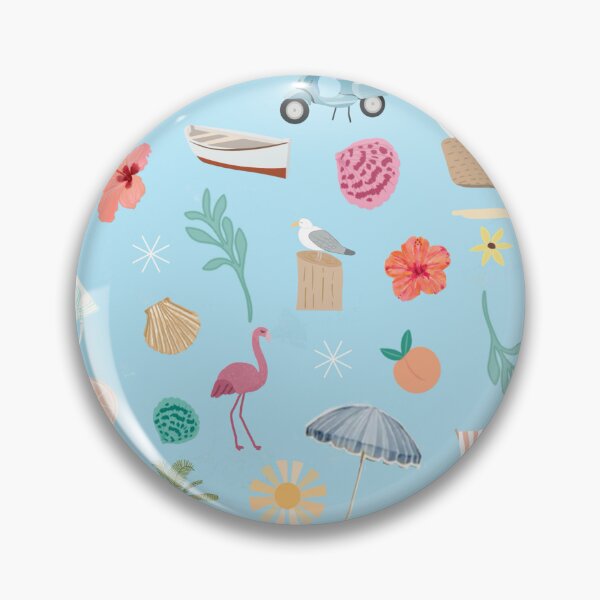 Item preview, Fun beach pattern sky blue background designed and sold by SweetCoolVibes.