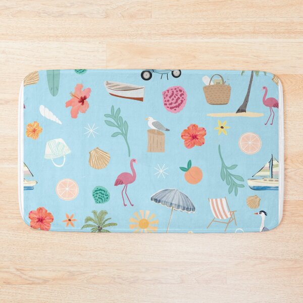 Item preview, Fun beach pattern sky blue background designed and sold by SweetCoolVibes.