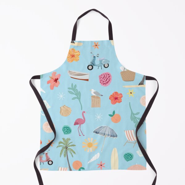 Item preview, Fun beach pattern sky blue background designed and sold by SweetCoolVibes.