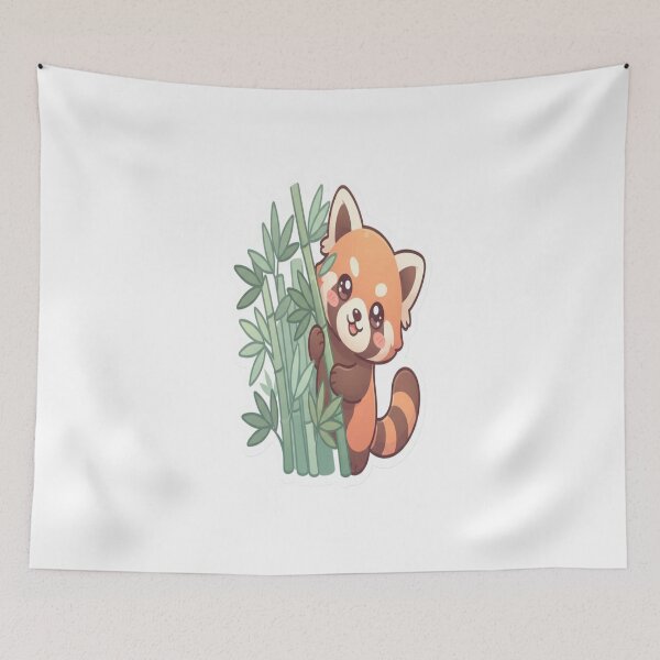 Item preview, Cute Red Panda Hugging Bamboo | Kawaii Animal Sticker designed and sold by AdityaShop18.