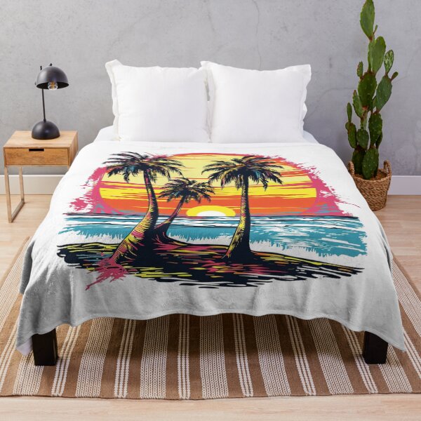 Artikelvorschau, California Sunset Palm Trees | Retro Tropical Beach Paradise entworfen und verkauft von Awarrie.