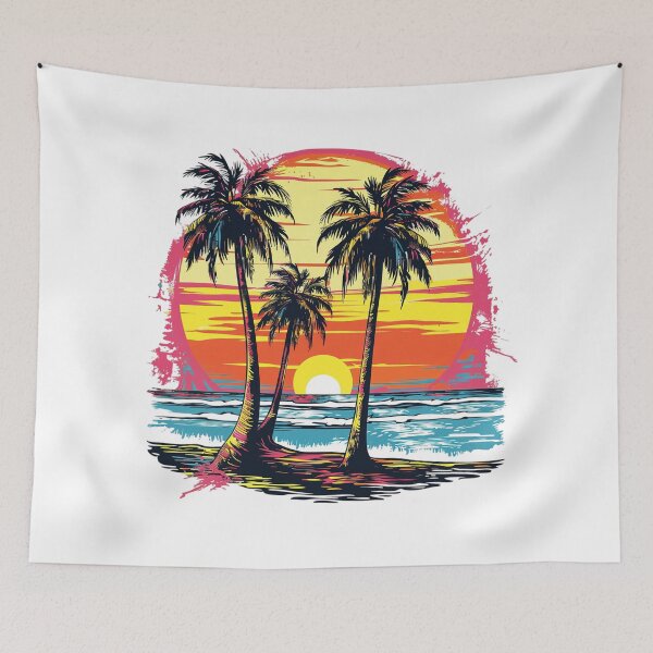 Item preview, California Sunset Palm Trees | Retro Tropical Beach Paradise designed and sold by Awarrie.