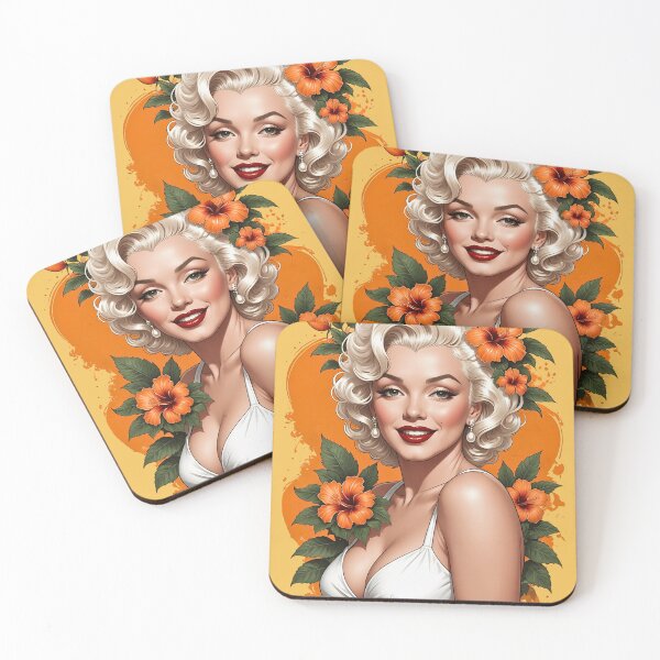 Item preview, Marilyn Monroe Retro Pin Up Floral Illustration designed and sold by BorgSpareParts.
