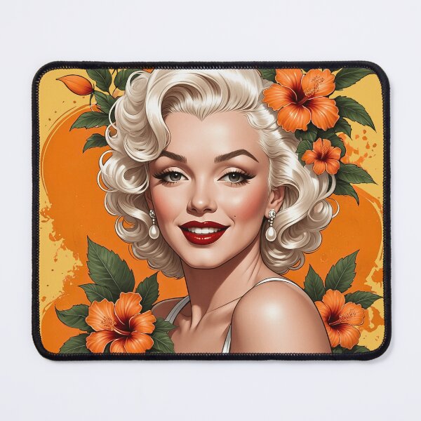 Item preview, Marilyn Monroe Retro Pin Up Floral Illustration designed and sold by BorgSpareParts.