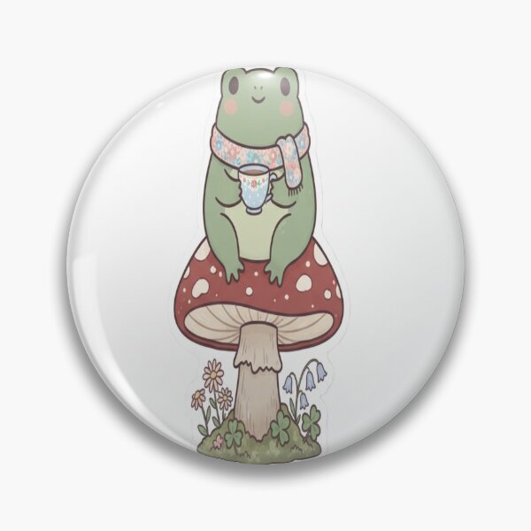Item preview, Cute Frog Drinking Tea on a Mushroom | Kawaii Frog Sticker designed and sold by AdityaShop18.