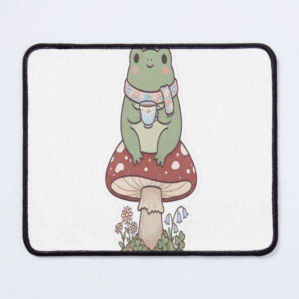 Item preview, Cute Frog Drinking Tea on a Mushroom | Kawaii Frog Sticker designed and sold by AdityaShop18.