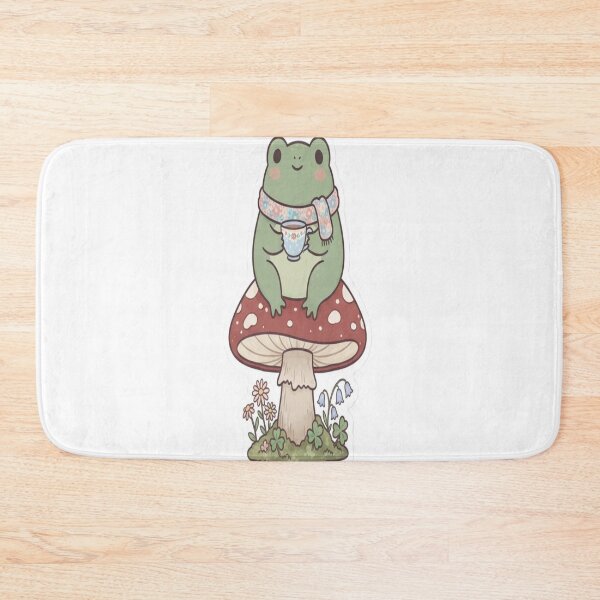 Item preview, Cute Frog Drinking Tea on a Mushroom | Kawaii Frog Sticker designed and sold by AdityaShop18.