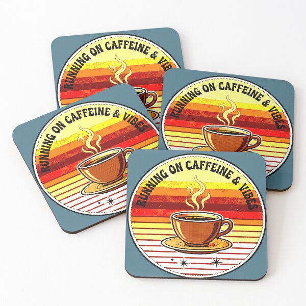 Item preview, Running On Caffeine And Vibes | Diseño Retro Taza Café designed and sold by AstronautMerch.
