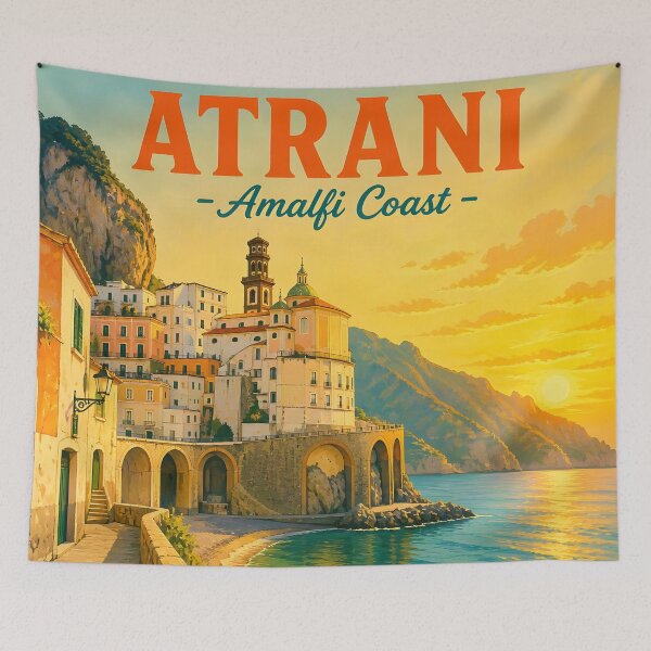 Item preview, Atrani, Amalfi Coast, Italy: Vintage-Style Painterly Travel Poster designed and sold by LSVart.