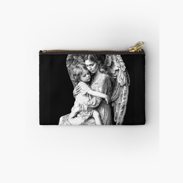 Item preview, Guardian Angel Mother and Child Monochrome Heavenly Embrace designed and sold by inkoutninja.