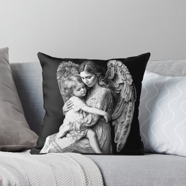 Item preview, Guardian Angel Mother and Child Monochrome Heavenly Embrace designed and sold by inkoutninja.