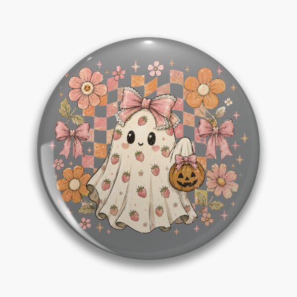 Item preview, Strawberry Ghost Coquette Pink Groovy Floral Checkered Halloween Design designed and sold by Yellowriversss.