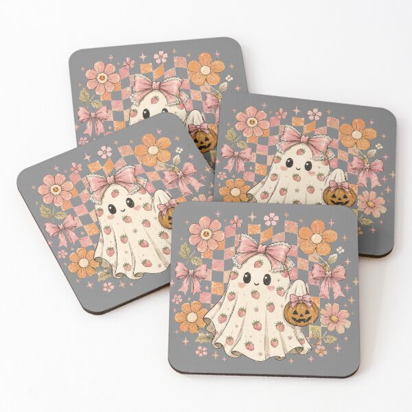 Item preview, Strawberry Ghost Coquette Pink Groovy Floral Checkered Halloween Design designed and sold by Yellowriversss.