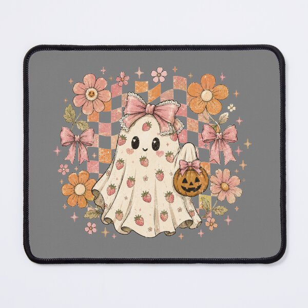 Item preview, Strawberry Ghost Coquette Pink Groovy Floral Checkered Halloween Design designed and sold by Yellowriversss.
