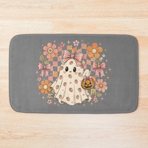 Item preview, Strawberry Ghost Coquette Pink Groovy Floral Checkered Halloween Design designed and sold by Yellowriversss.