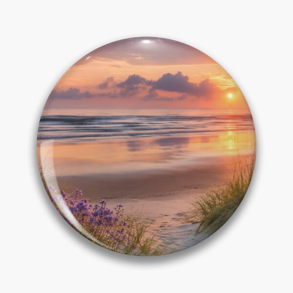 Item preview, Pastel Beach Sunrise with Sea Oats and Coastal Wildflowers designed and sold by Wild Bloom Paws.