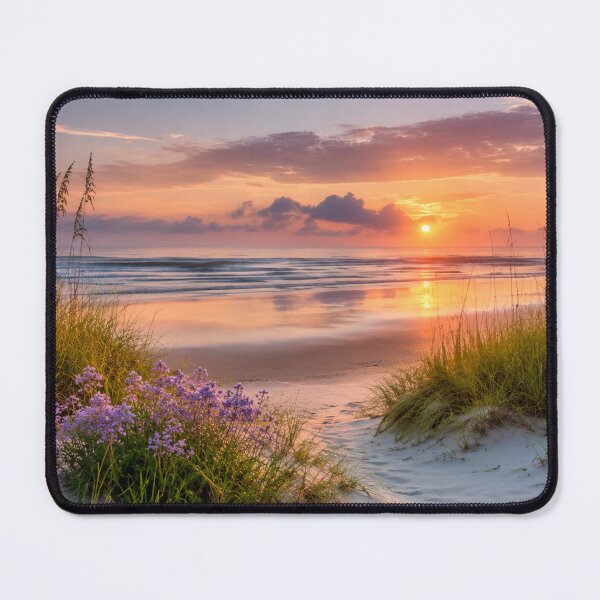 Item preview, Pastel Beach Sunrise with Sea Oats and Coastal Wildflowers designed and sold by Wild Bloom Paws.