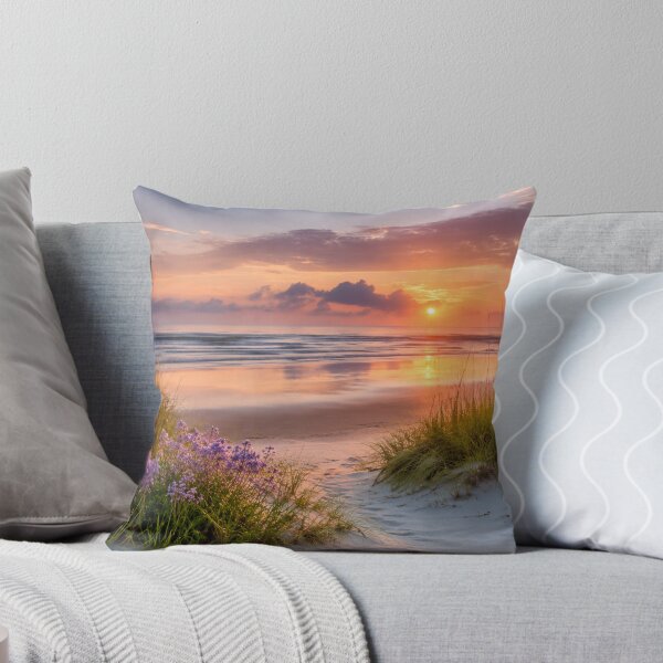 Item preview, Pastel Beach Sunrise with Sea Oats and Coastal Wildflowers designed and sold by Wild Bloom Paws.