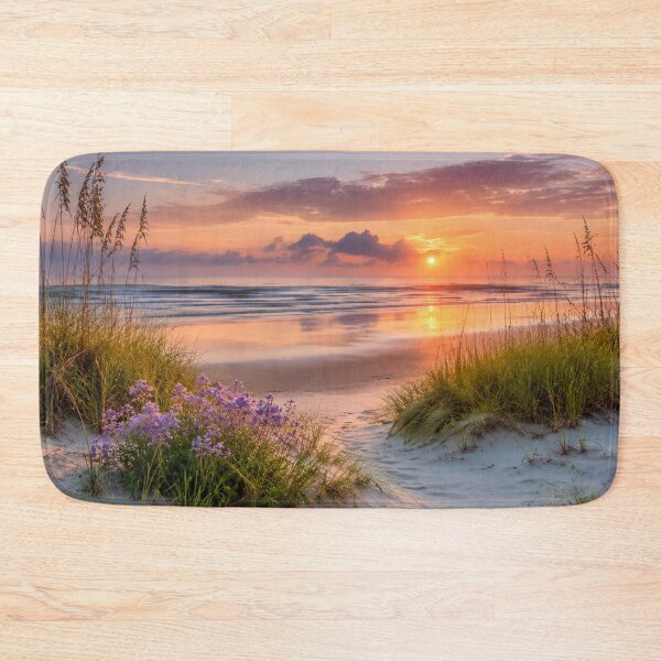 Item preview, Pastel Beach Sunrise with Sea Oats and Coastal Wildflowers designed and sold by Wild Bloom Paws.
