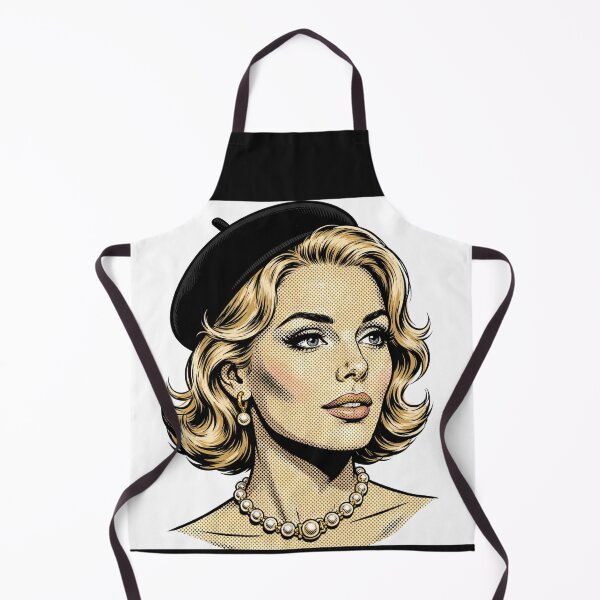 Item preview, Blonde Woman Black Beret - Vintage Pearl Necklace Portrait designed and sold by MAISON SYLVIE.
