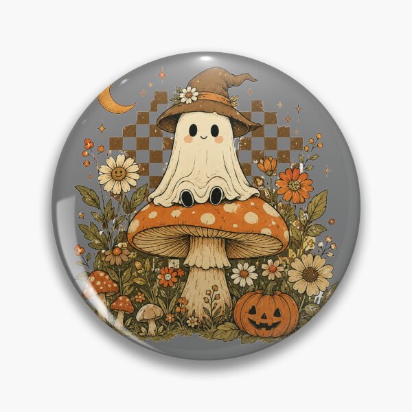 Item preview, Mushroom Ghost Goblincore Retro Forest Cottagecore Fall Halloween Art designed and sold by Yellowriversss.