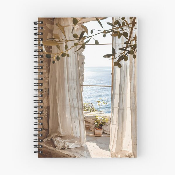Item preview, Rustic Sea View Window with Olive Branches Art Print designed and sold by Emberearth.