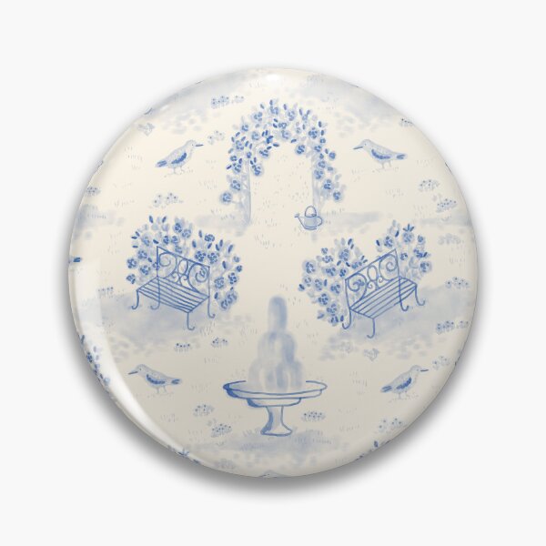 Item preview, Blue Garden Toile - French Rose Garden Fountain Pattern designed and sold by Ema Tudose.